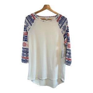 NWT LuLaRoe Randy Women's Americana Red, White, & Blue Top Size Large